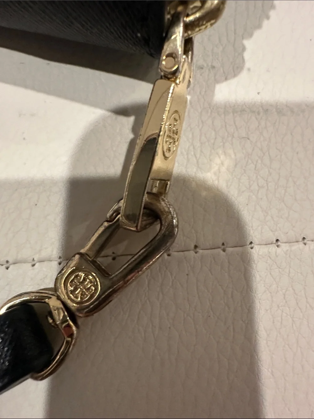 Tory Burch Black Saffiano Zip Wristlet with Gold Logo